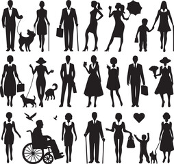 People in Different Poses Silhouette Collection, People in Different Poses Silhouette, 