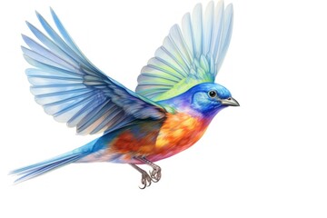 Fototapeta premium Painted bunting flying bird drawing animal.