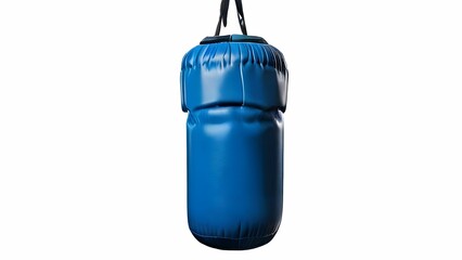 blue punching bag isolated on white