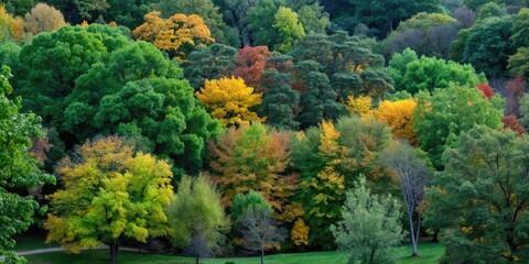 Colorful forest in full autumn splendor.