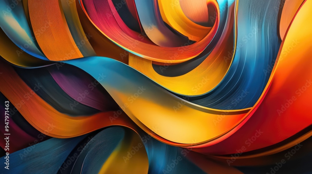 Poster colorful abstract thin wood lines, with a dynamic futuristic backdrop, creating a vibrant and modern