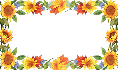 Obraz premium frame with sunflowers