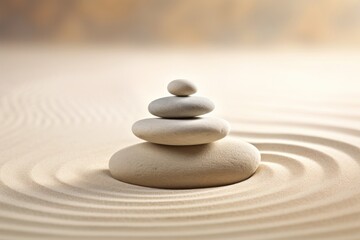 Zen garden with balanced stones