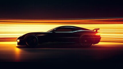 Car silhouette with motion light effect