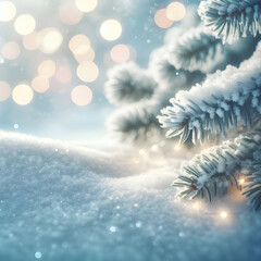 Winter Background Image of Frosted Spruce Branches
