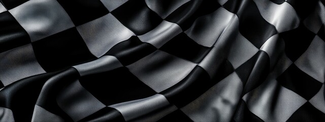 Checkered racing flag on black