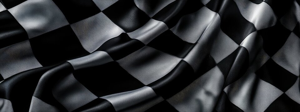 Checkered racing flag on black
