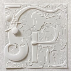  embossed on paper, numbers and letters