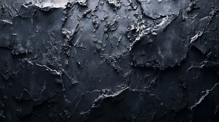 Fototapeta premium Textured black wall with rough finish and uneven surface showcasing intricate details in light and shadow