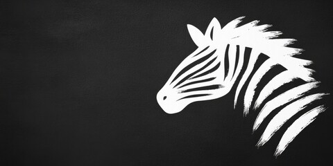 Striking Minimalist Zebra Illustration in Black and White with Stylized Stripes