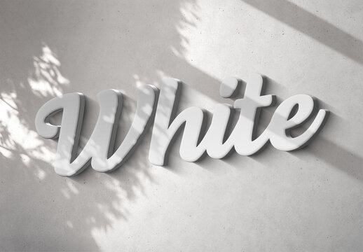 White 3D Text Effect Mockup With Soft Shadow