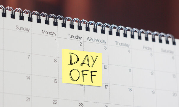 Day off is shown using the text on the calendar