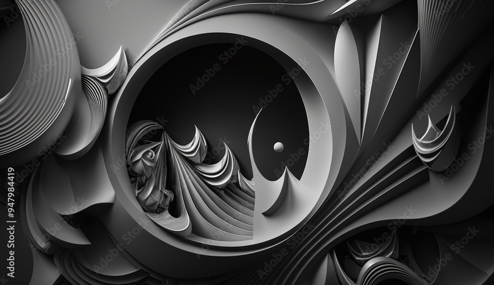Poster abstract close-up of flowing textures illuminated by warm light in a dark, surreal environment
