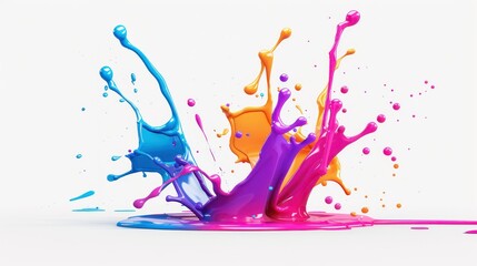Colorful Paint Splash Against White Background