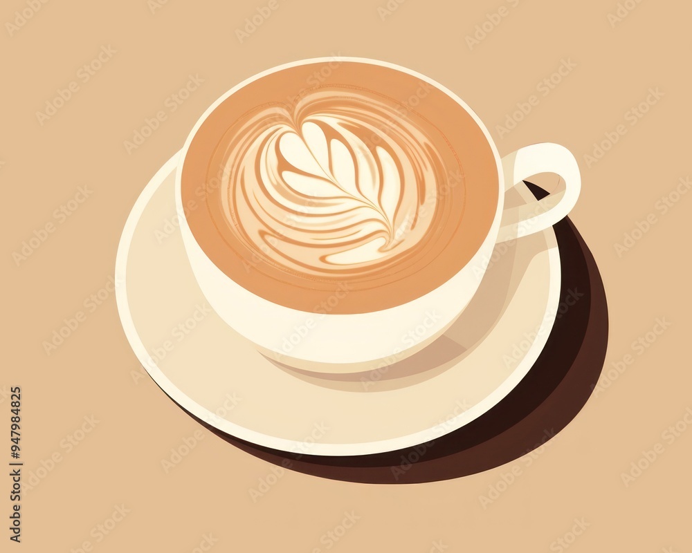 Wall mural Coffee latte drink cup.