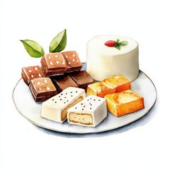 A delightful assortment of colorful sweets arranged on a plate, perfect for dessert lovers and culinary enthusiasts.