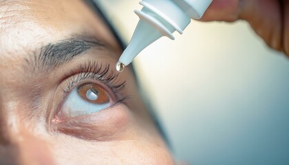 close up of eye with eyedrop