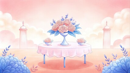 Elegant outdoor table set with floral decor.