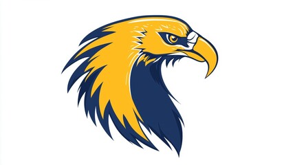 Fototapeta premium Artistic Representation of a Majestic Eagle Head in Blue and Yellow