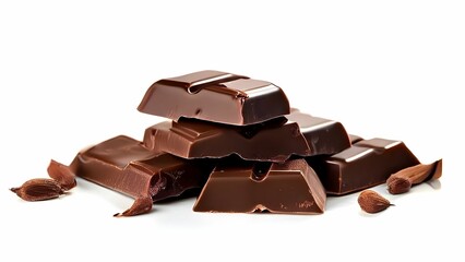 chocolate pieces isolated on white