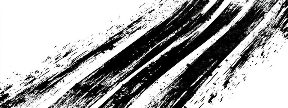 Grunge tire track  wheel braking marks. Truck  car or motorcycle tread pattern silhouette. Auto race  motorsport  speed racing design element. Vector illustration