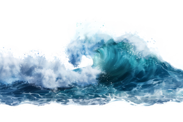 Dynamic water wave isolated on transparent background