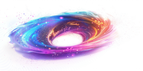 magical portal opening, with swirling vortex and light beams on white background.