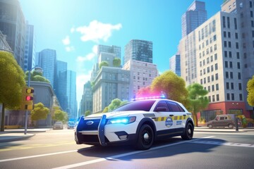 Naklejka premium City car vehicle police.