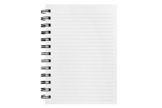 The isolated spiral paper notebook