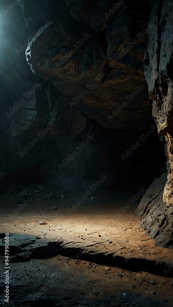 Poster enigmatic shadows in the deep nature cave background backdrop