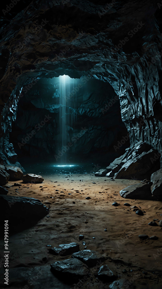 Poster hidden chambers within the deep nature cave background backdrop