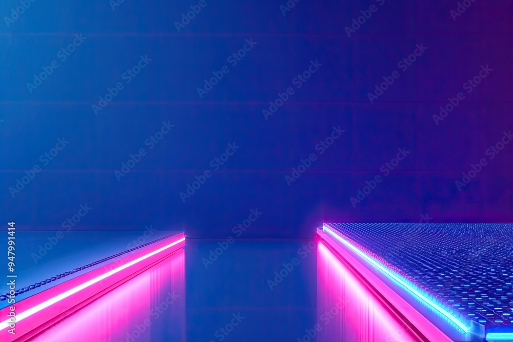Poster futuristic neon lights create a vibrant atmosphere and dynamic scenery, ideal for technology and mod