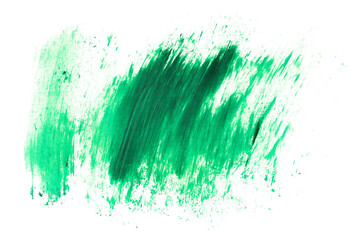 Green grunge brush strokes oil paint isolated on white background