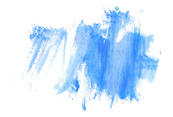 Blue grunge brush strokes oil paint isolated on white background
