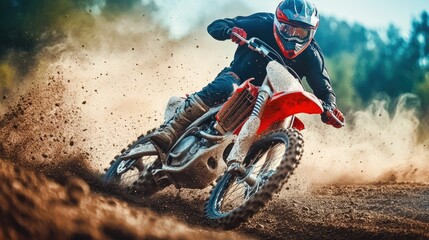 Motocross rider in action. Motocross sport