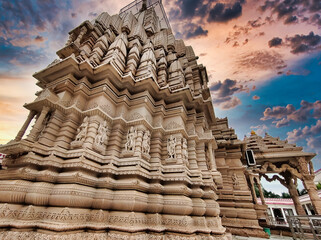 Picture of architecture of Tripura Sundari Temple at Banswara shot against a beautiful sunset
