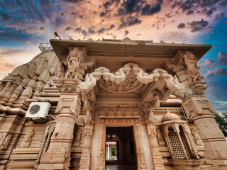 Picture of architecture of Tripura Sundari Temple at Banswara shot against a beautiful sunset
