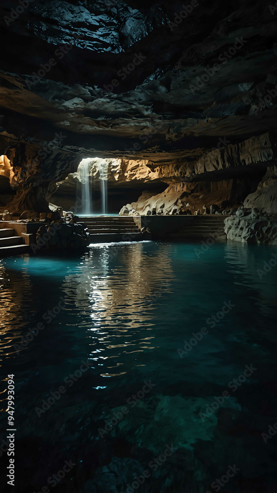 Canvas Prints subterranean pools in the deep nature cave background backdrop