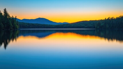 Fototapeta premium Serene Lake Reflections at Sunset