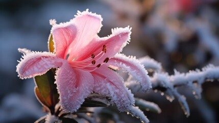 Fototapeta premium Frosted Azalea Flower Close-Up