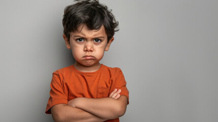 Indian little boy giving angry expression