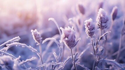 Fototapeta premium Frozen Lavender with Hoarfrost