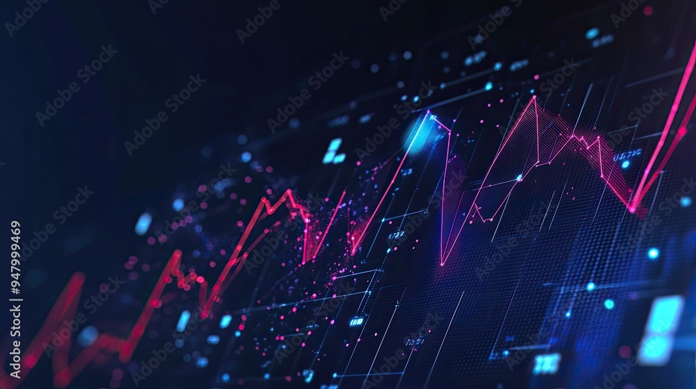 Poster line graph illustrating company financial progress from 2020 to 2025, with yearly data points and gr