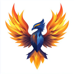 Obraz premium Phoenix With Outspread Wings Forming The Letter Y In A Blue And Orange Palette
