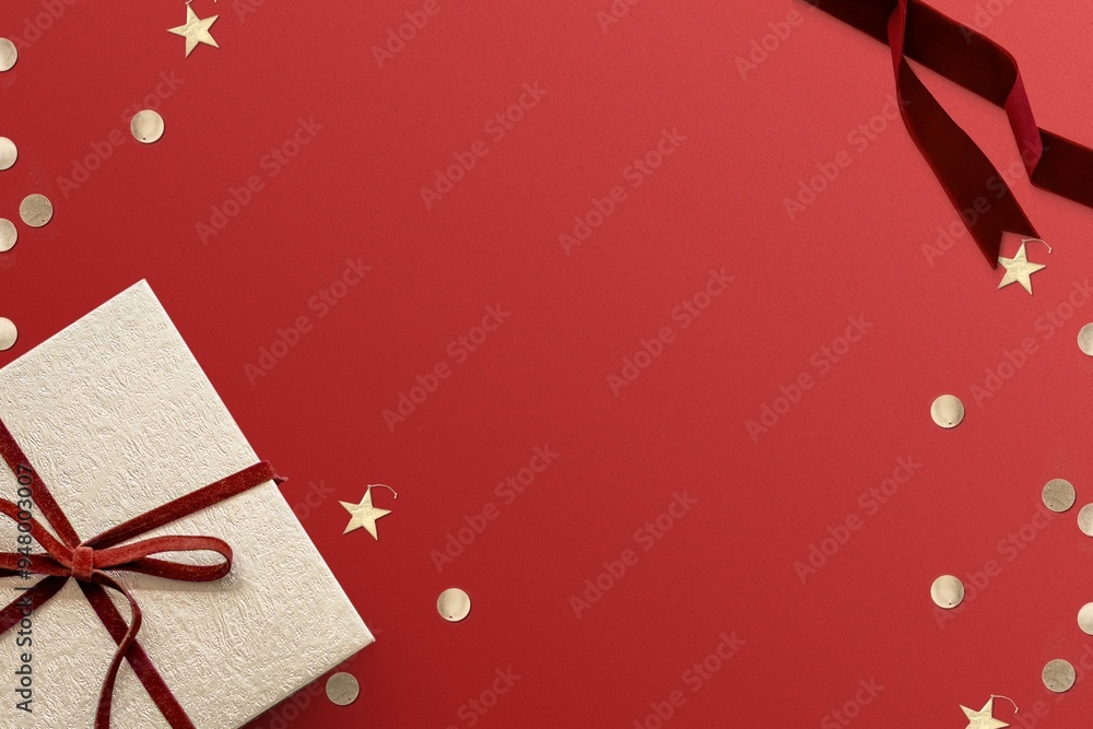 Poster Red Christmas present border background