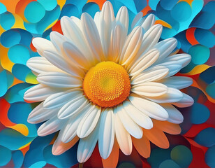 Obraz premium Closeup Illustration of a White Daisy Detailed Floral Art Highlighting Petals and Natural Beauty