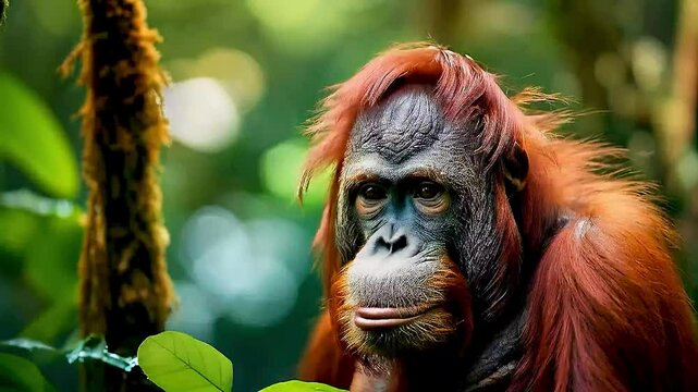 an orangutan  in the jungle