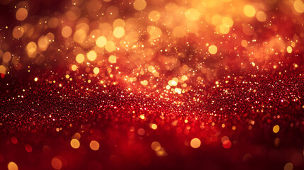 Vibrant golden and red glitter background shines brightly, perfect for festive celebrations or creative projects