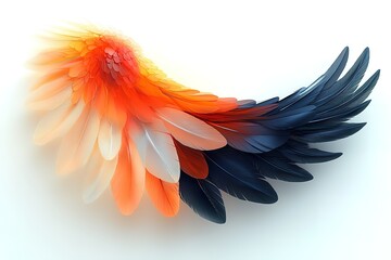 Fototapeta premium A wing of a bird with orange and blue feathers
