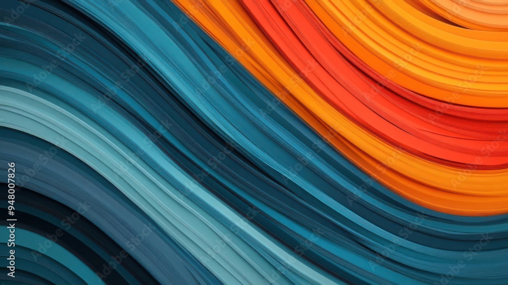 Poster illustrate speed lines that cascade downwards in a wave pattern